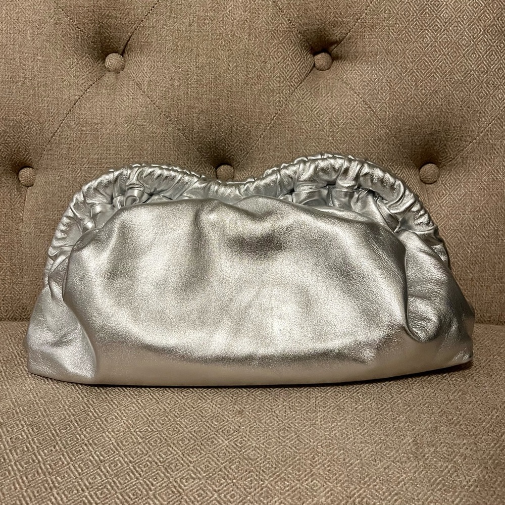 Mansur Gavriel Silver Metallic Cloud Clutch/ Excellent Condition